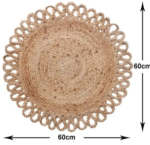 Handmade Jute Braided Round Rug 24 inches - Leechoo